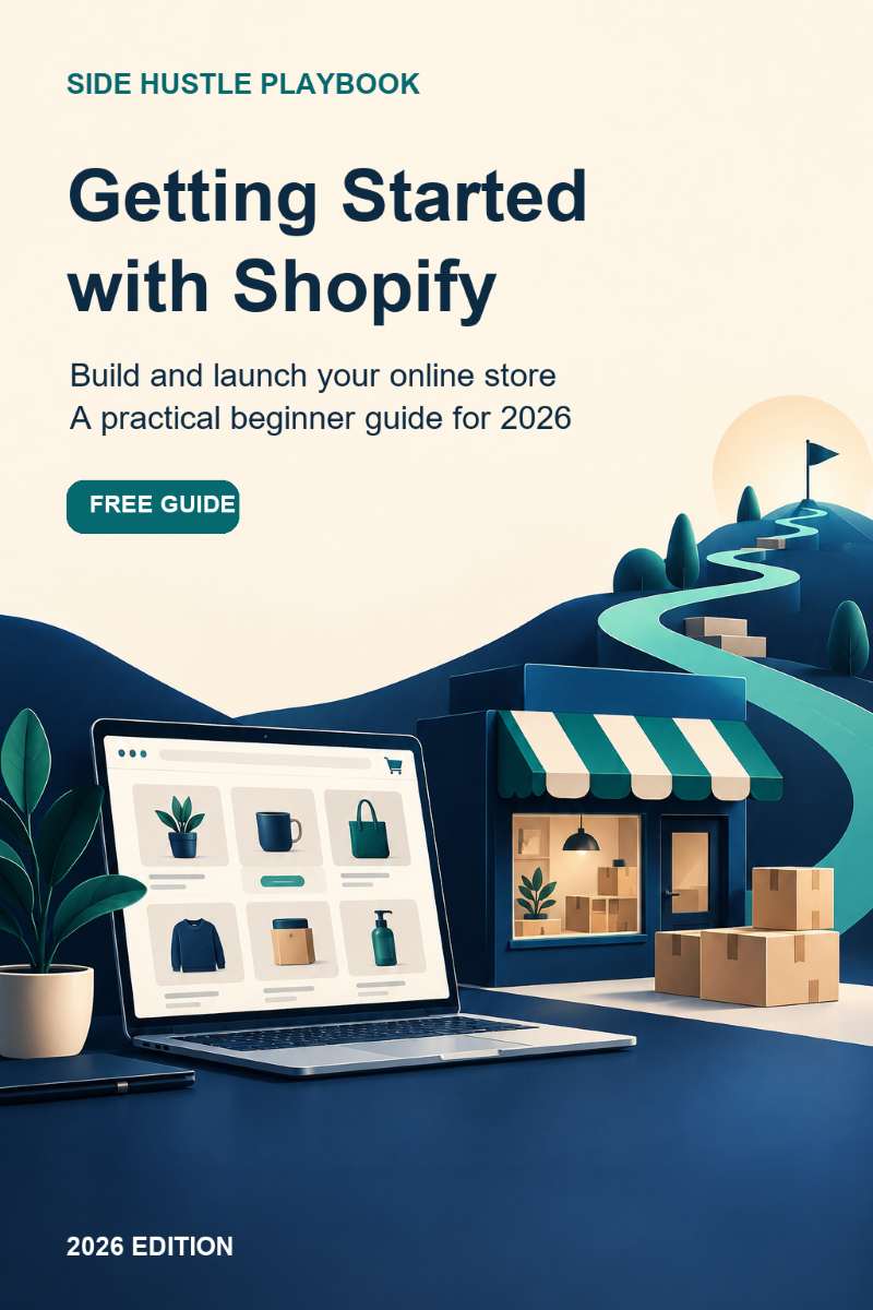 Cover of Getting Started with Shopify, the Side Hustle Playbook 2026 guide